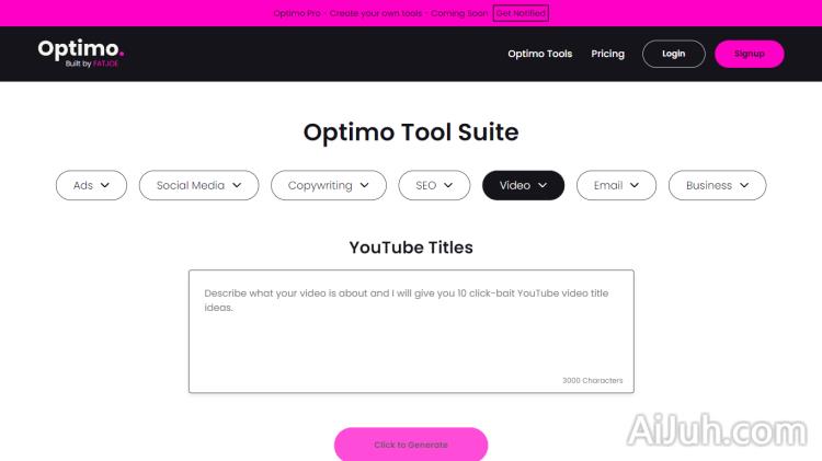 Youtube Title Generator | Optimo