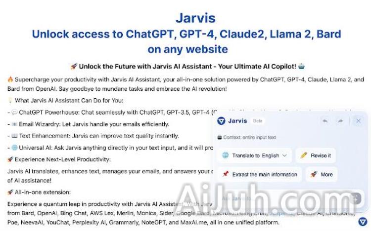 Jarvis AI: GPT-4, Claude, Llama & Bard access