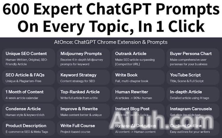 AtOnce: ChatGPT Chrome Extension & AI Prompts