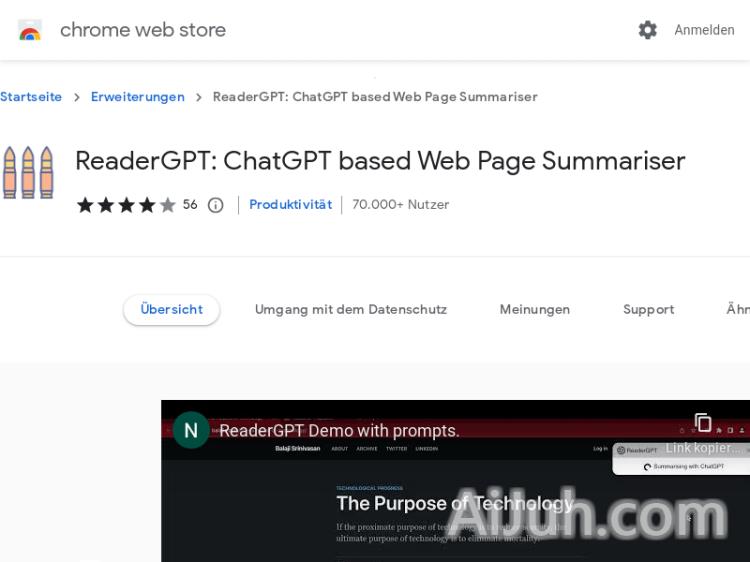 ReaderGPT: ChatGPT powered web summary