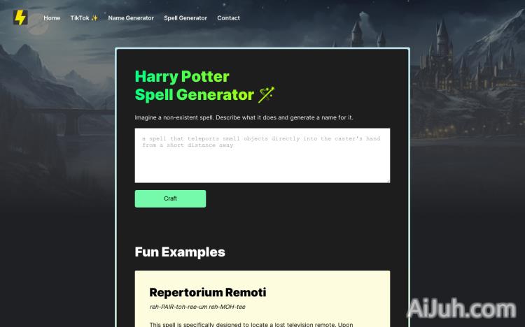 Harry Potter Spell Generator
