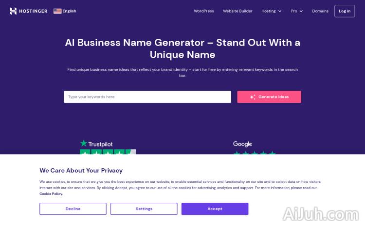 Hostinger AI Business Name Generator
