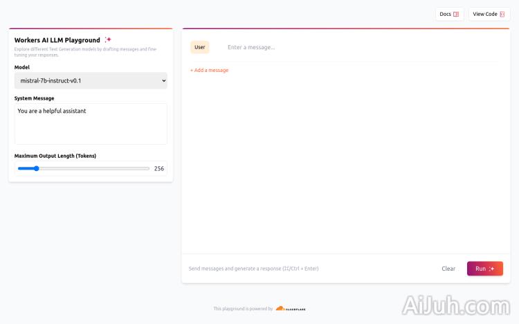 Workers AI LLM Playground