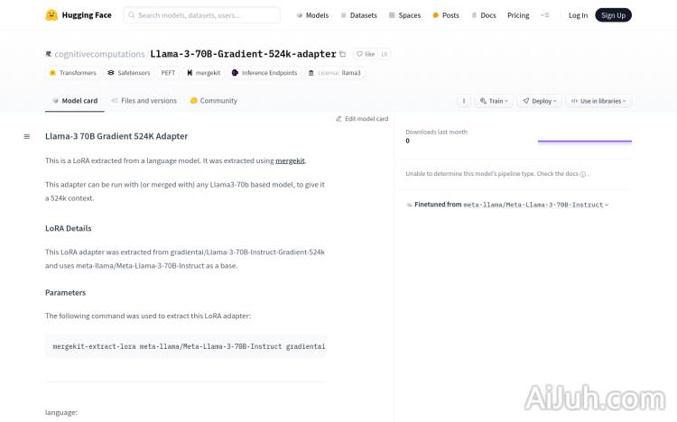 Llama-3 70B Gradient 524K Adapter