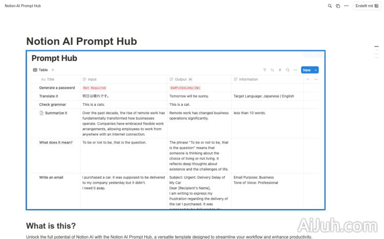 Notion AI Prompt Hub