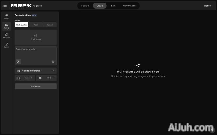 Freepik AI 视频生成器