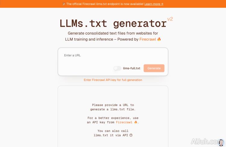 Firecrawl LLMs.txt generator