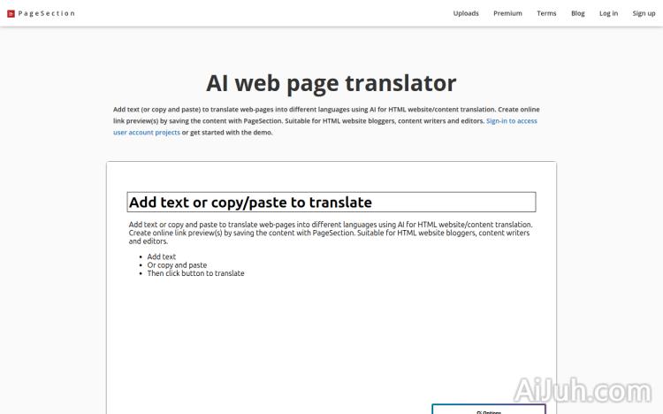 AI web page translator by pagesection.com
