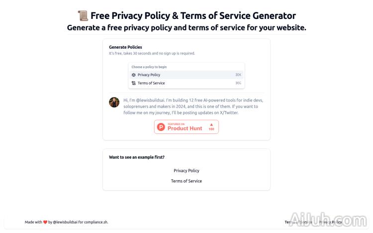 Free AI Privacy Policy & ToS Generator