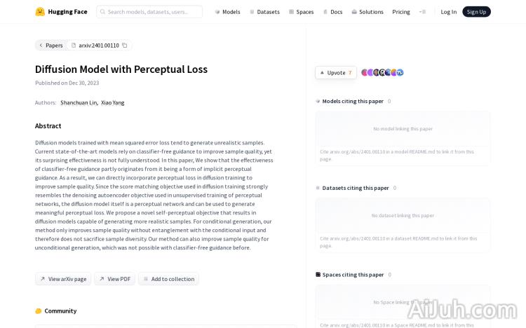 Diffusion Model with Perceptual Loss